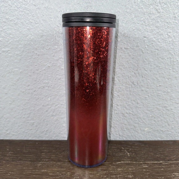 Starbucks 2019 Holiday Limited Red Cascading Glitter Tumbler 16oz Cold Cup - Picture 4 of 5